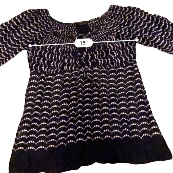 BCBG Maxazria black and white peasant blouse - Picture 6 of 10